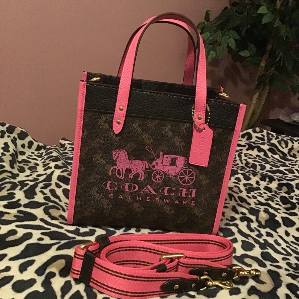 Coach Horse and Carriage Field Tote - 22 Truffle Petunia